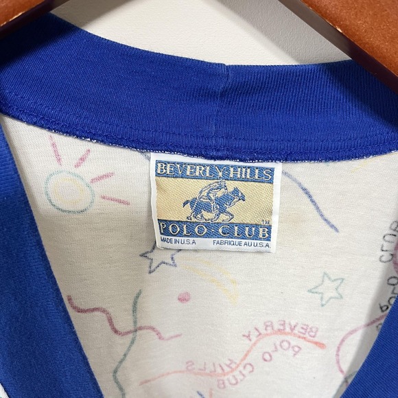 Vintage Beverly Hills Polo Club Cardigan Womens M Colorful Graphic Sweater Prep - Picture 3 of 5